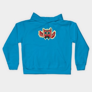 Short and Red Simple Owl Illustration Kids Hoodie